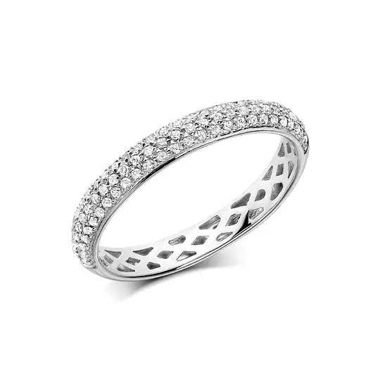 10k Semi Eternity Pave Diamond Ring