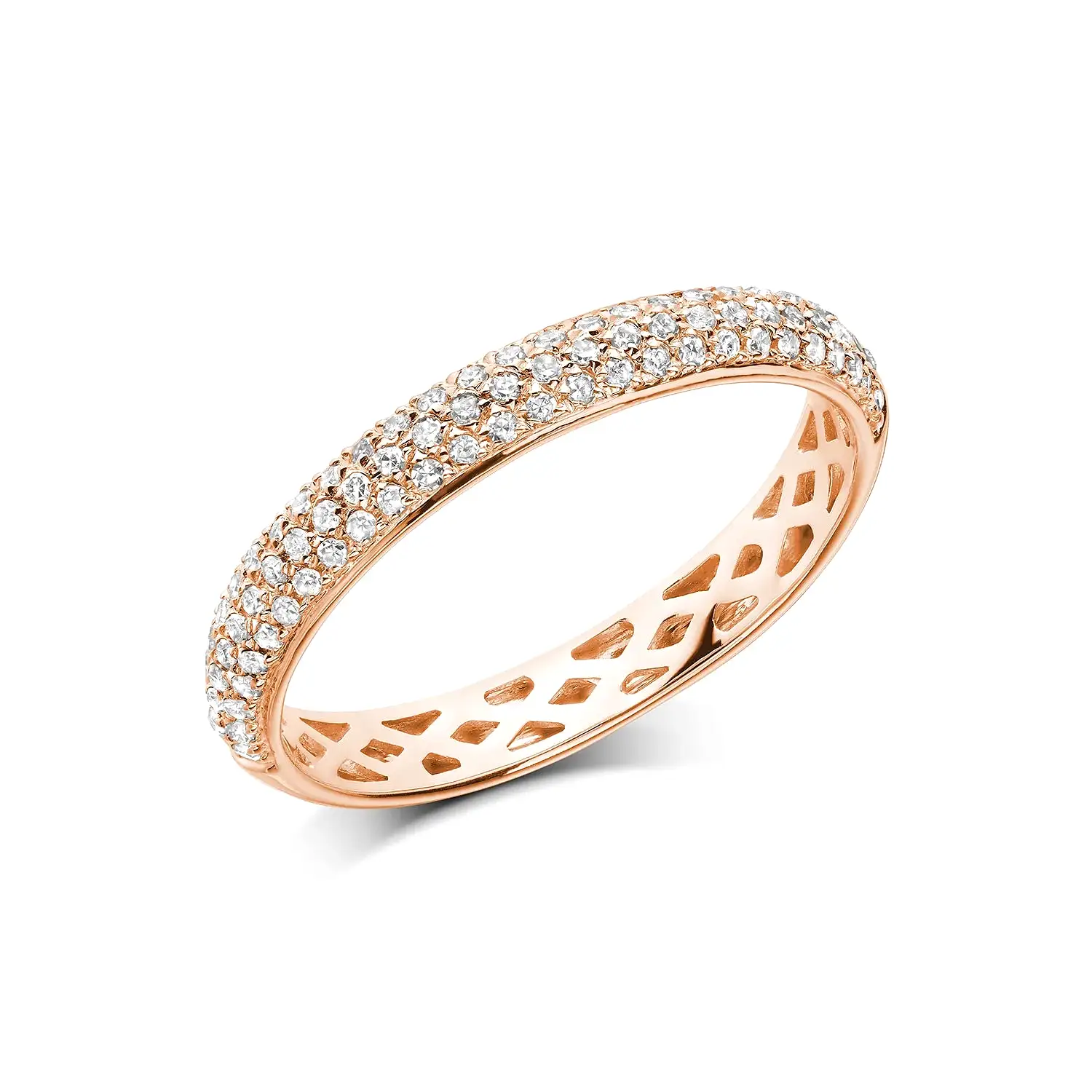 10k Semi Eternity Pave Diamond Ring