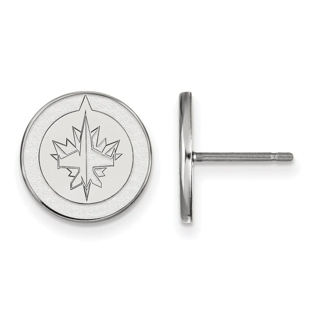 10k White Gold NHL Winnipeg Jets Small Post Earrings