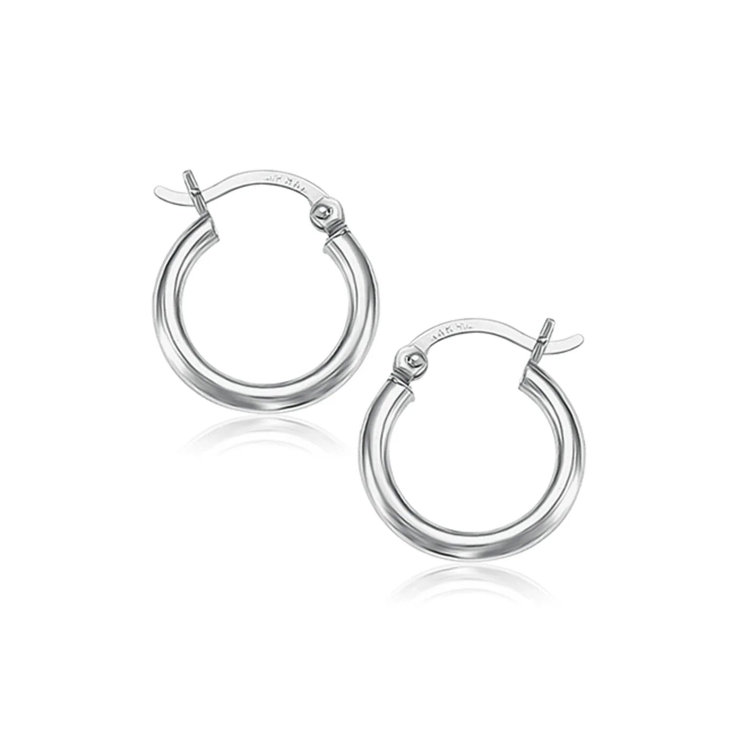 10K WHITE GOLD POLISHED HOOP EARRINGS (15 M-RX27044