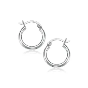 10k White Gold Polished Hoop Earrings (15 mm)-rx27044