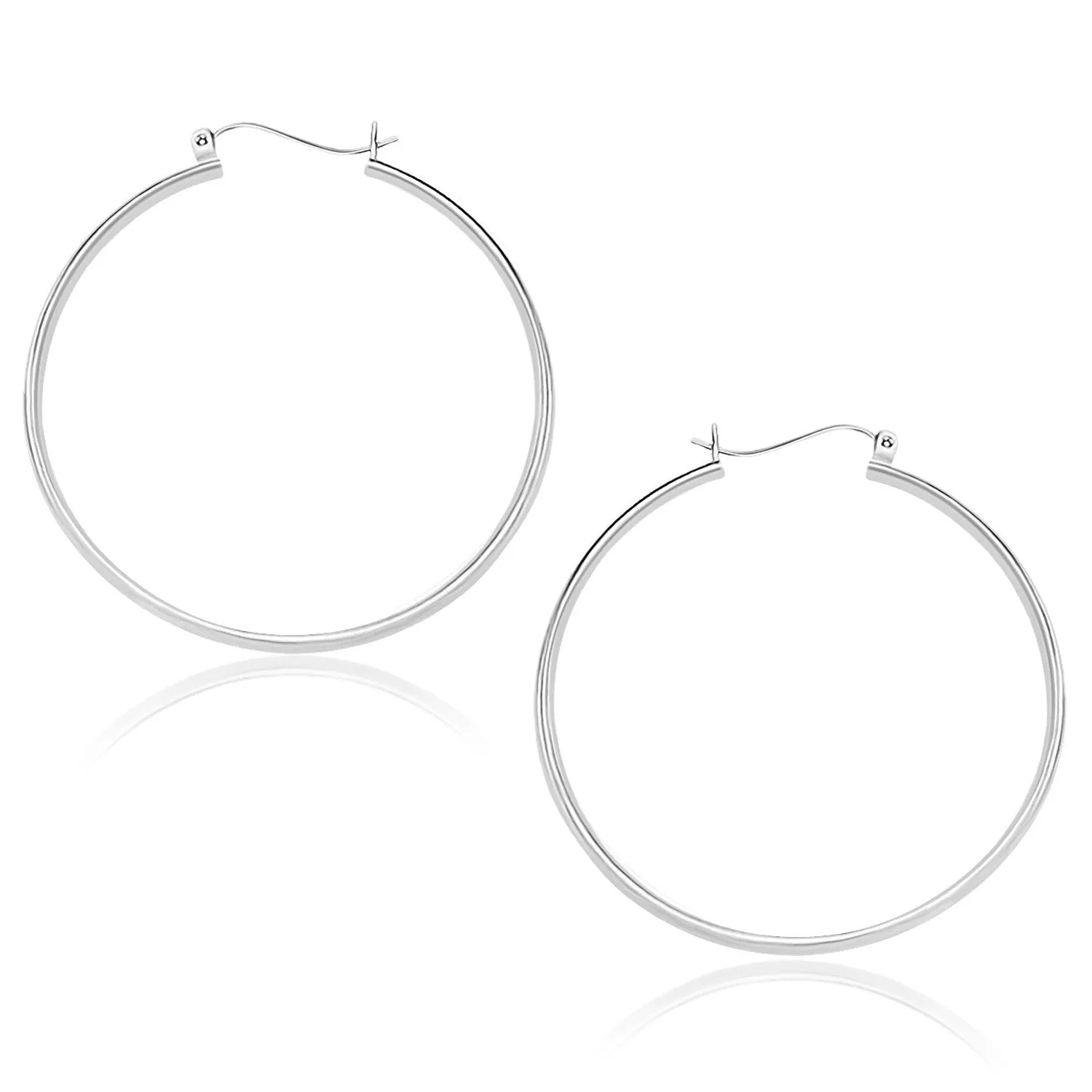 10K WHITE GOLD POLISHED HOOP EARRINGS (40M-RX3246