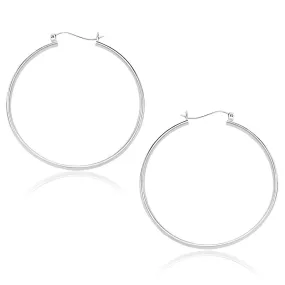 10k White Gold Polished Hoop Earrings (40mm)-rx3246