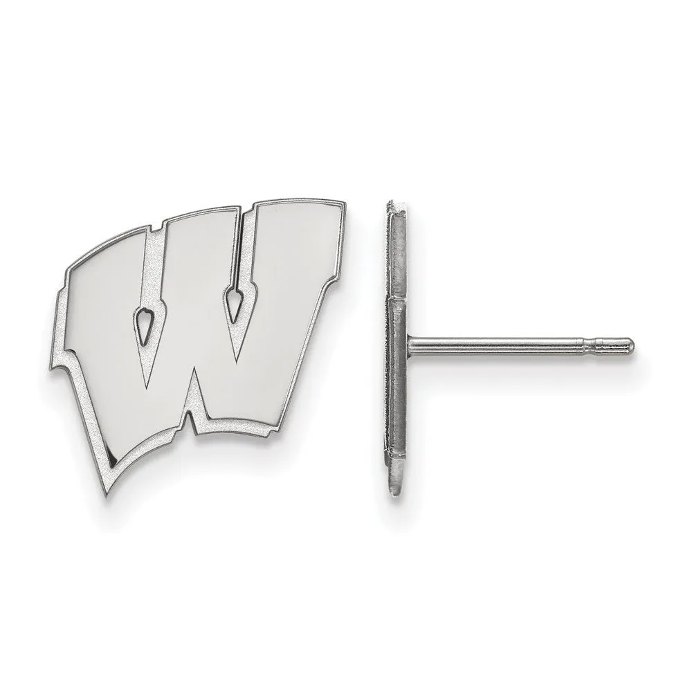 10k White Gold University of Wisconsin Small Initial W Post Earrings