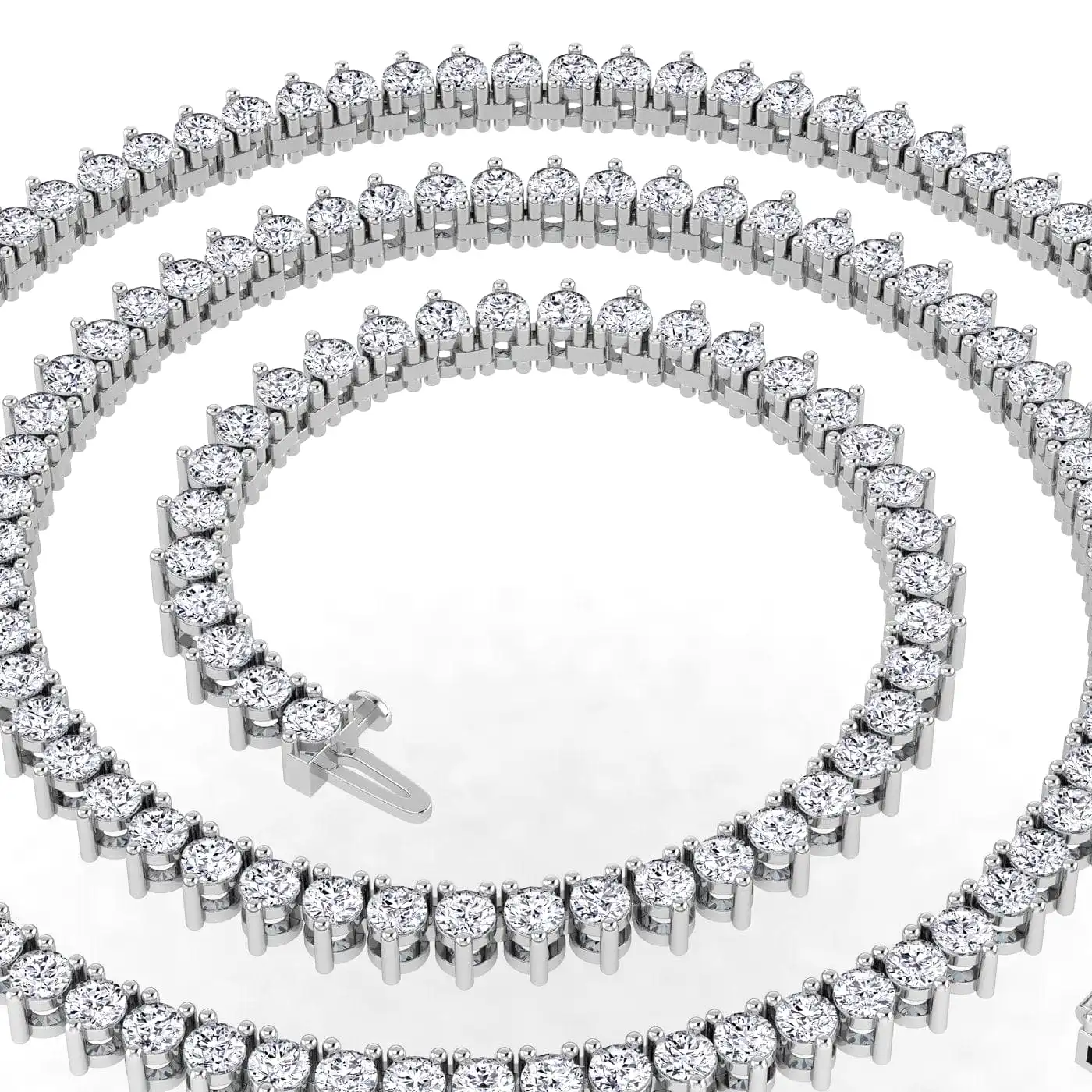 14K & 18K Gold and Diamond Tennis Necklace 3-Prong Setting, Straight, Lab Grown, 8-11.5cts