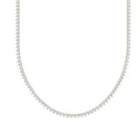 14K & 18K Gold and Diamond Tennis Necklace 3-Prong Setting, Straight, Lab Grown, 8-11.5cts