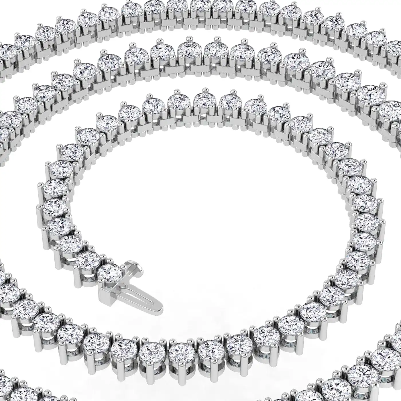 14K & 18K Gold and Diamond Tennis Necklace Graduated 3-Prong Setting, Lab Grown, 8.5-11.5cts