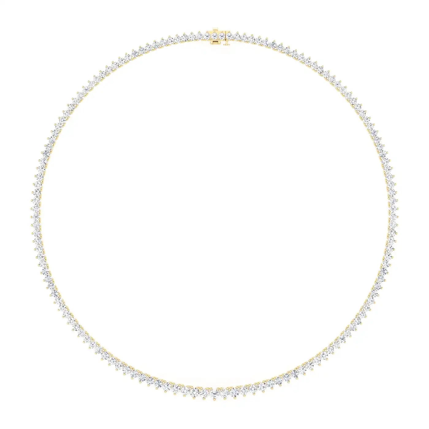 14K & 18K Gold and Diamond Tennis Necklace Graduated 3-Prong Setting, Lab Grown, 8.5-11.5cts