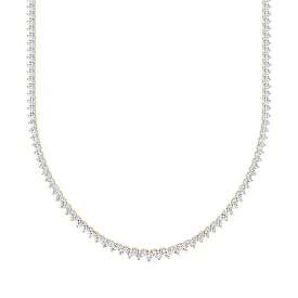 14K & 18K Gold and Diamond Tennis Necklace Graduated 3-Prong Setting, Lab Grown, 8.5-11.5cts