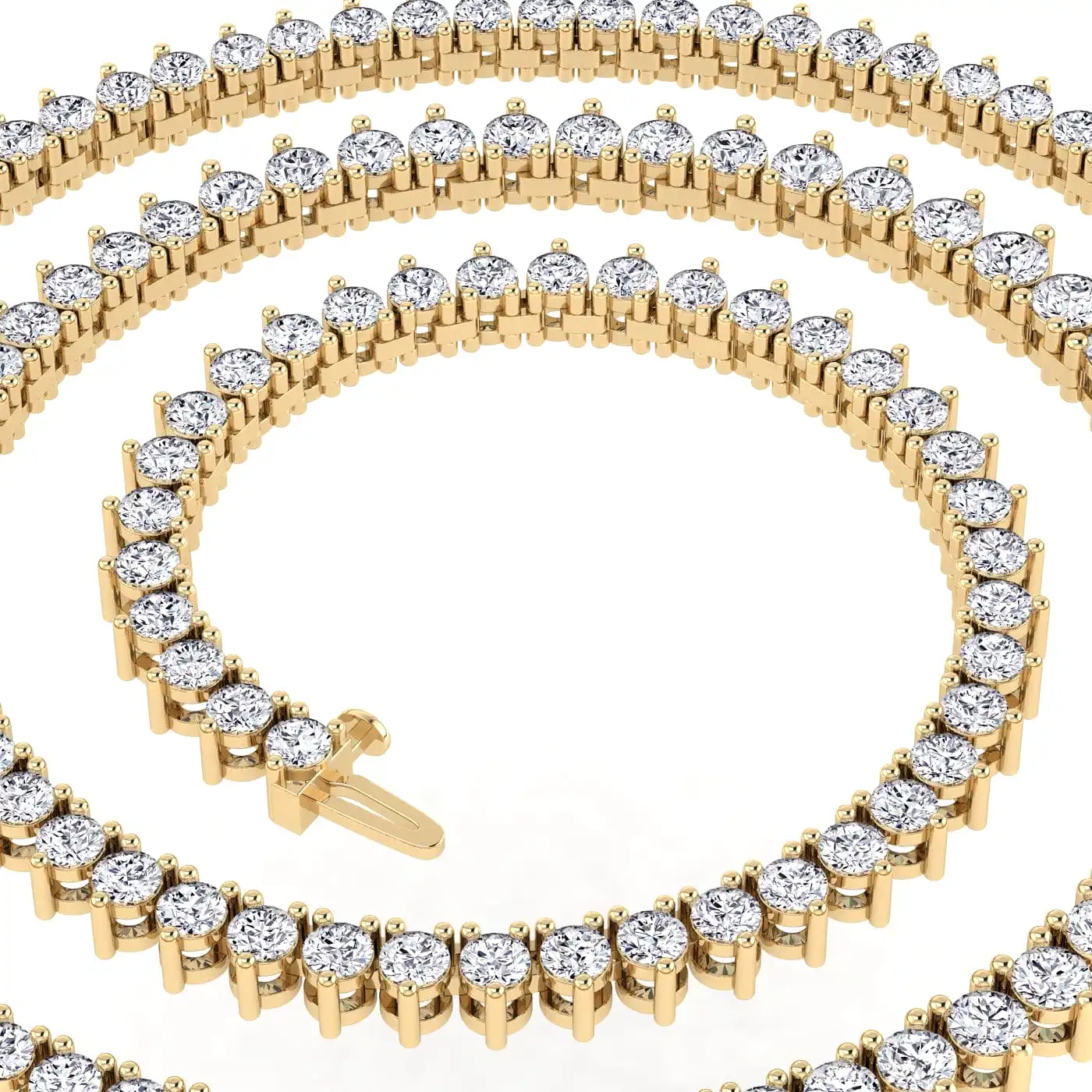 14K & 18K Gold and Diamond Tennis Necklace Graduated 3-Prong Setting, Lab Grown, 8.5-11.5cts