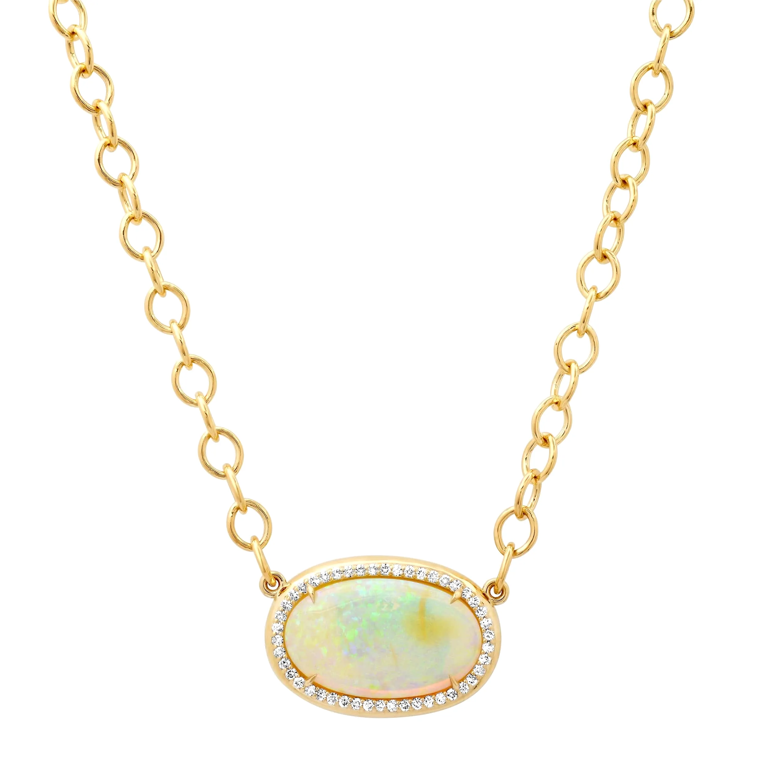 14K & 18K Opal & Diamond  Necklace