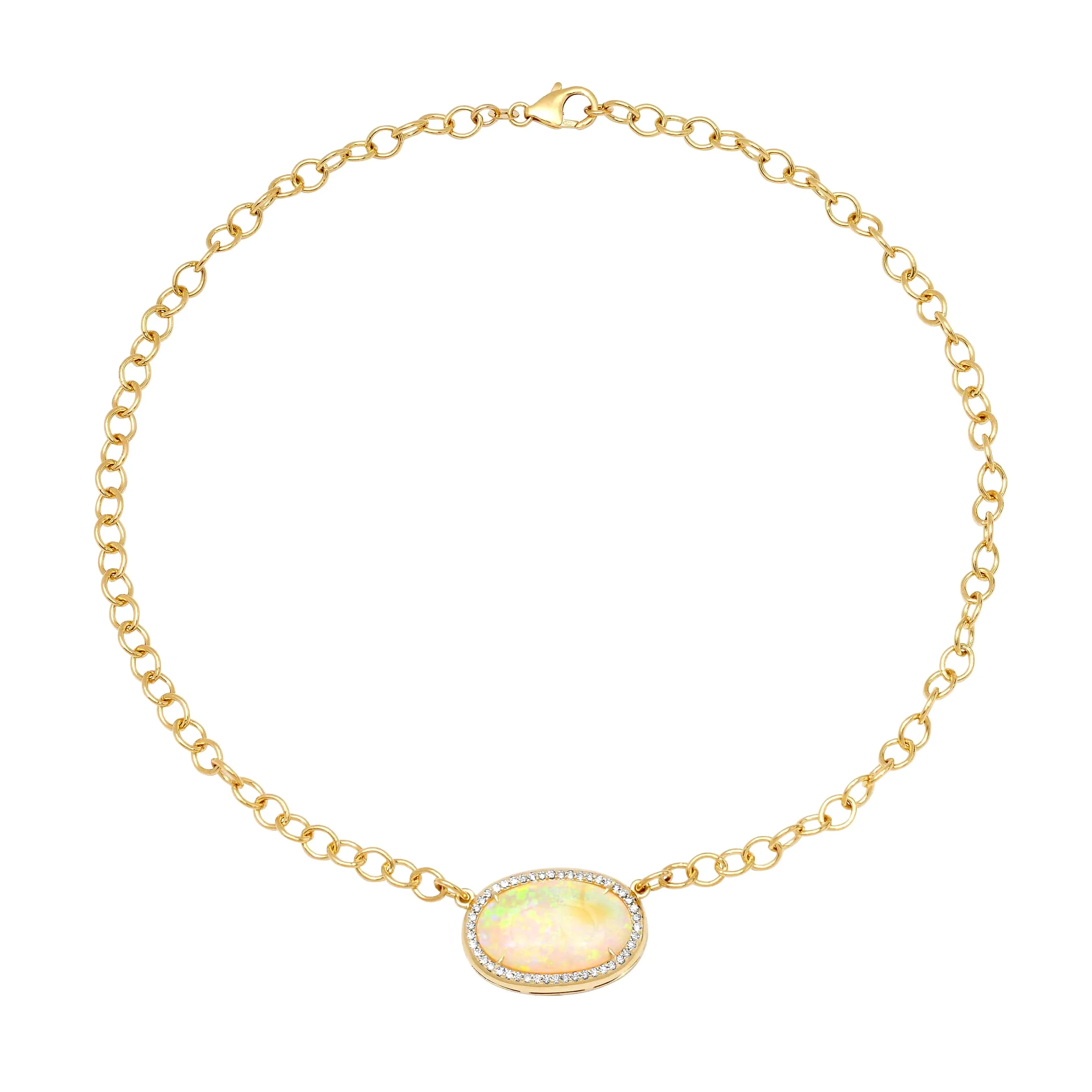 14K & 18K Opal & Diamond  Necklace