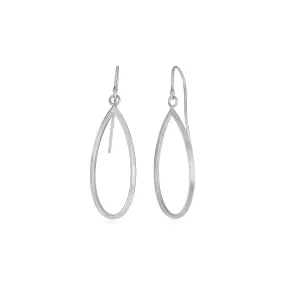 14k White Gold Earrings with Polished Open Teardrop Dangles-rx44083