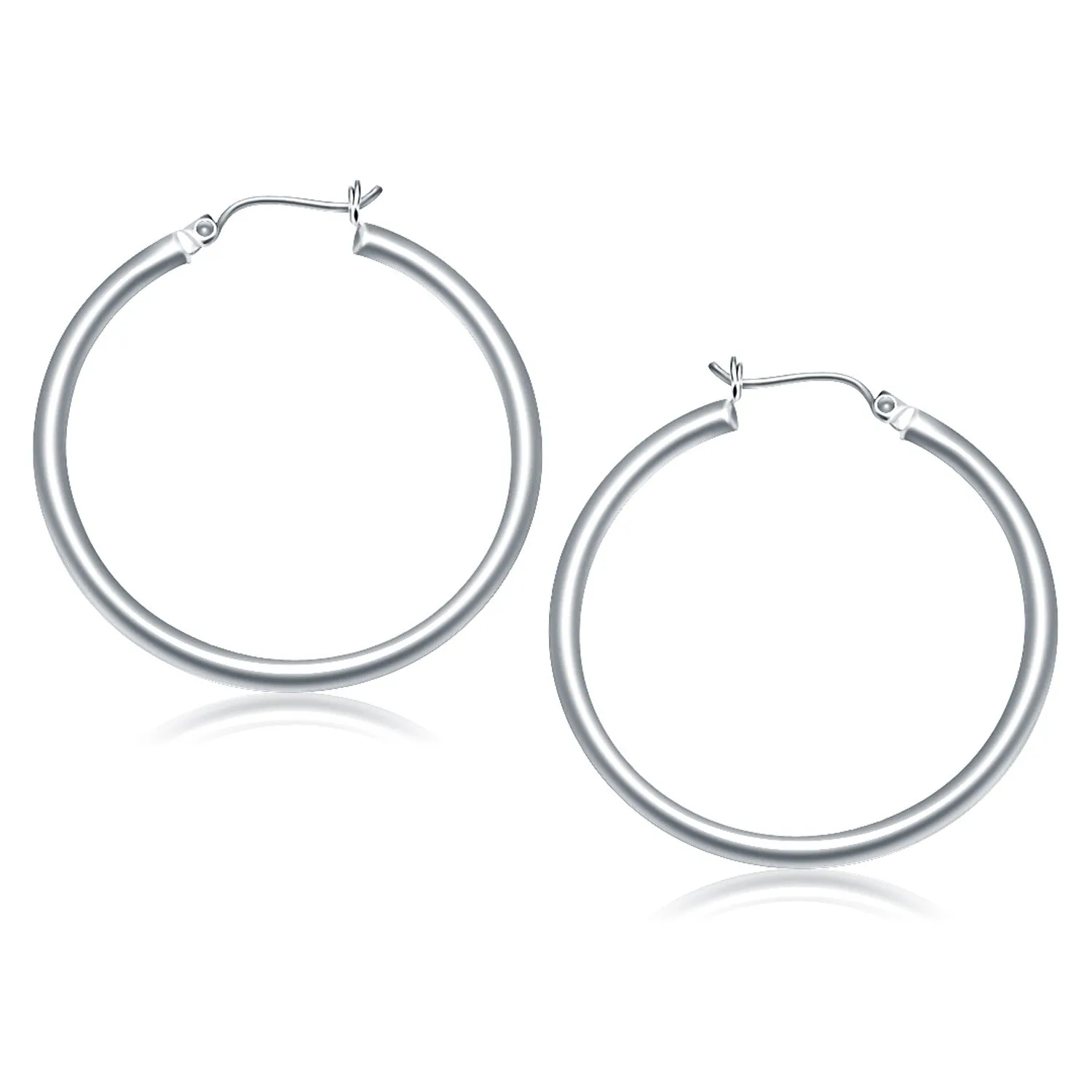 14K WHITE GOLD POLISHED HOOP EARRINGS (40 M-RX47361