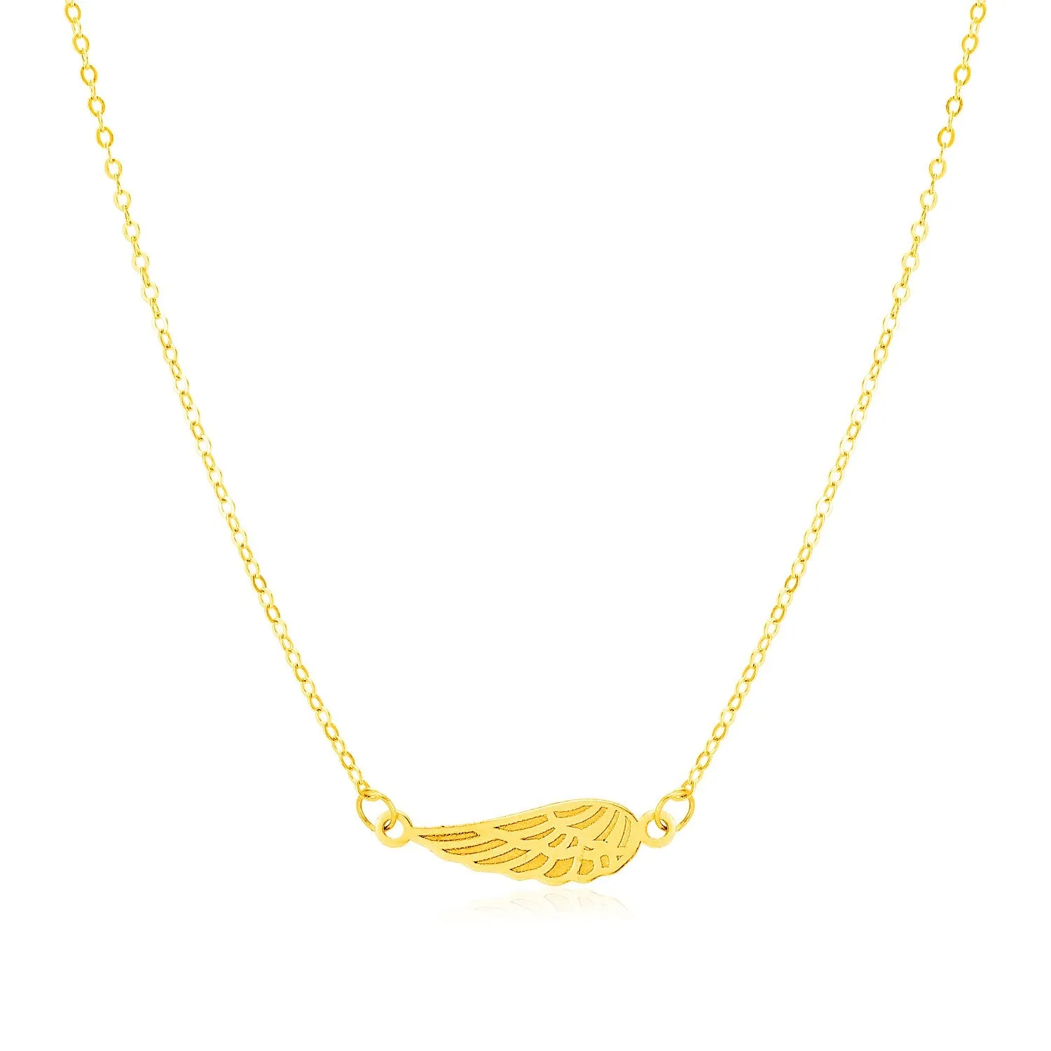 14K Yellow Gold Angel Wing Necklace-rx00754-18