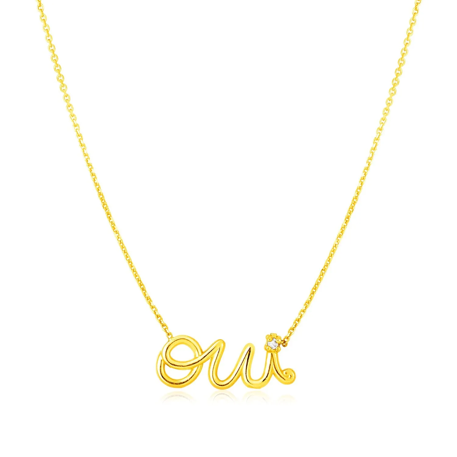 14K Yellow Gold Oui Necklace with Diamond-rx48486-18