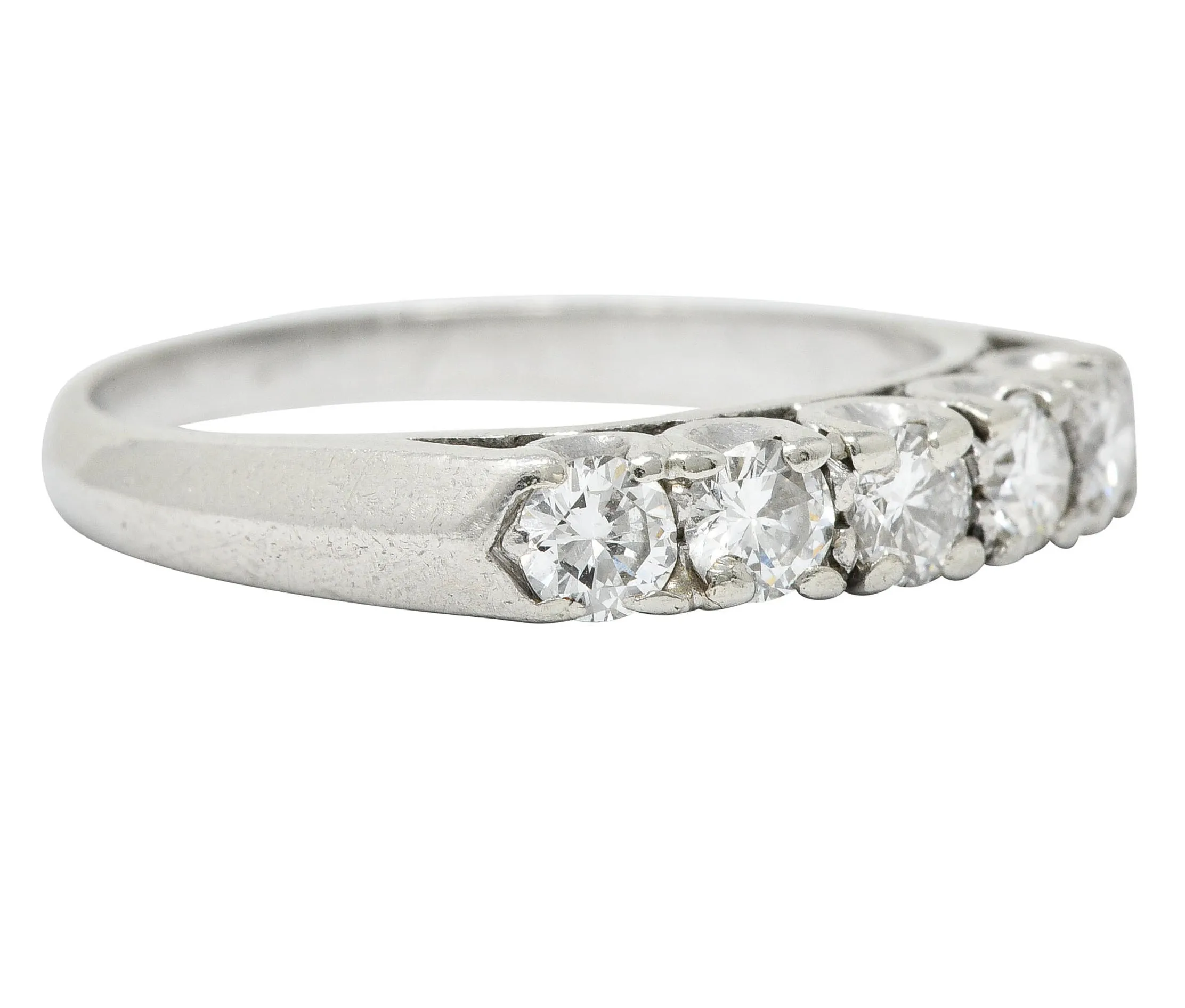 1950's Mid-Century 0.75 CTW Diamond Platinum Fishtail Band Ring