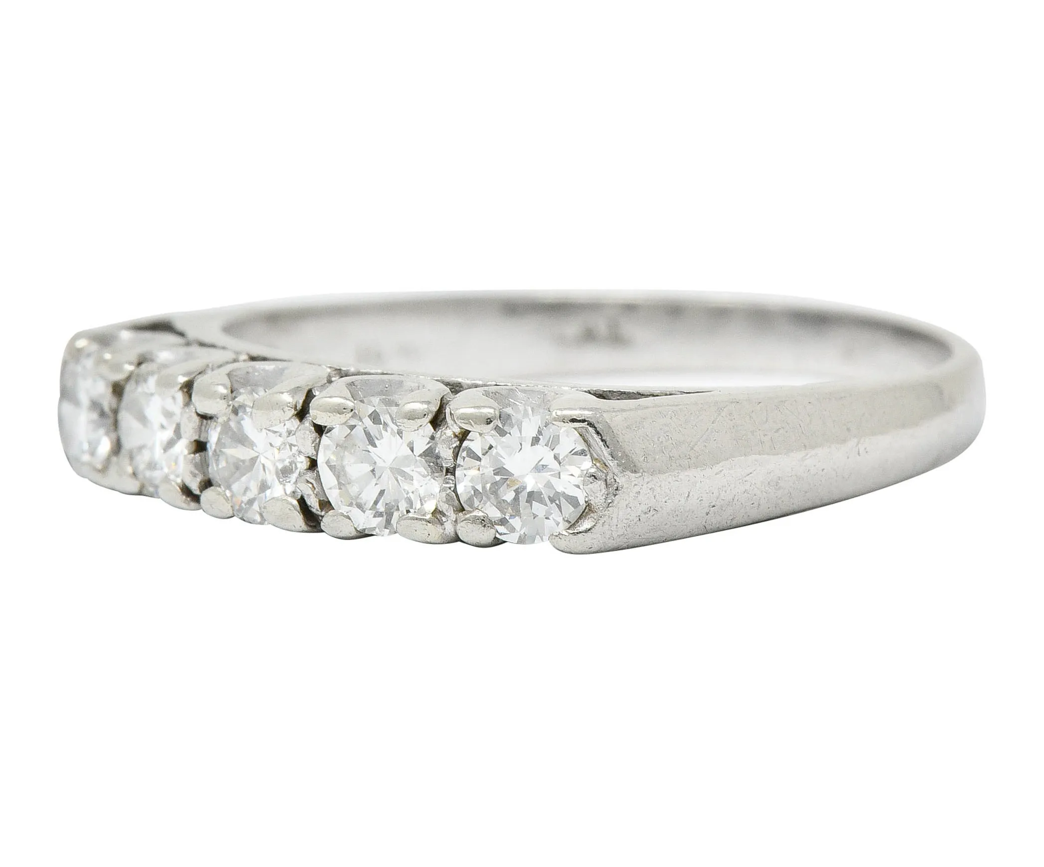 1950's Mid-Century 0.75 CTW Diamond Platinum Fishtail Band Ring