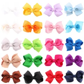 20pcs Grosgrain Ribbon Boutique Large Solid Bows Hair Clip for Girls Baby Hairpins Kids Hair Accessories