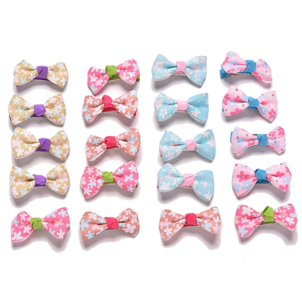 20Pcs Polka Dot Bowknot Hair Clip Barrettes LovelyBaby Girl Hair Clips Hair SM6