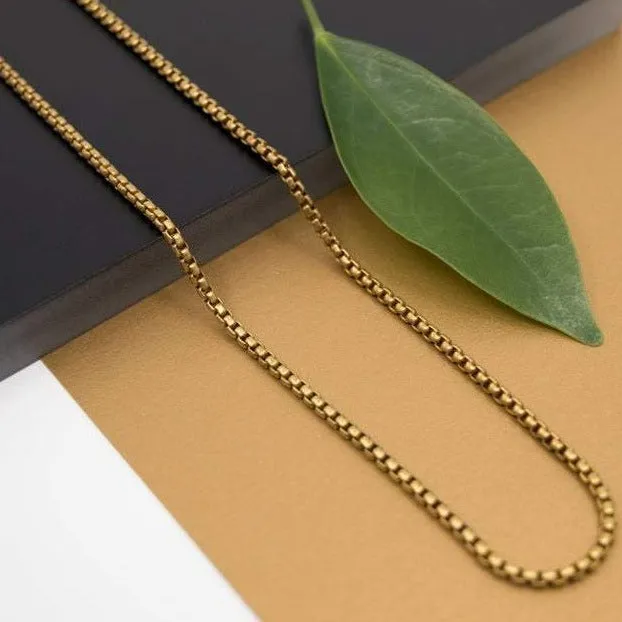 4mm Gold Box Chain Necklace