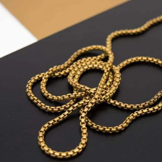 4mm Gold Box Chain Necklace