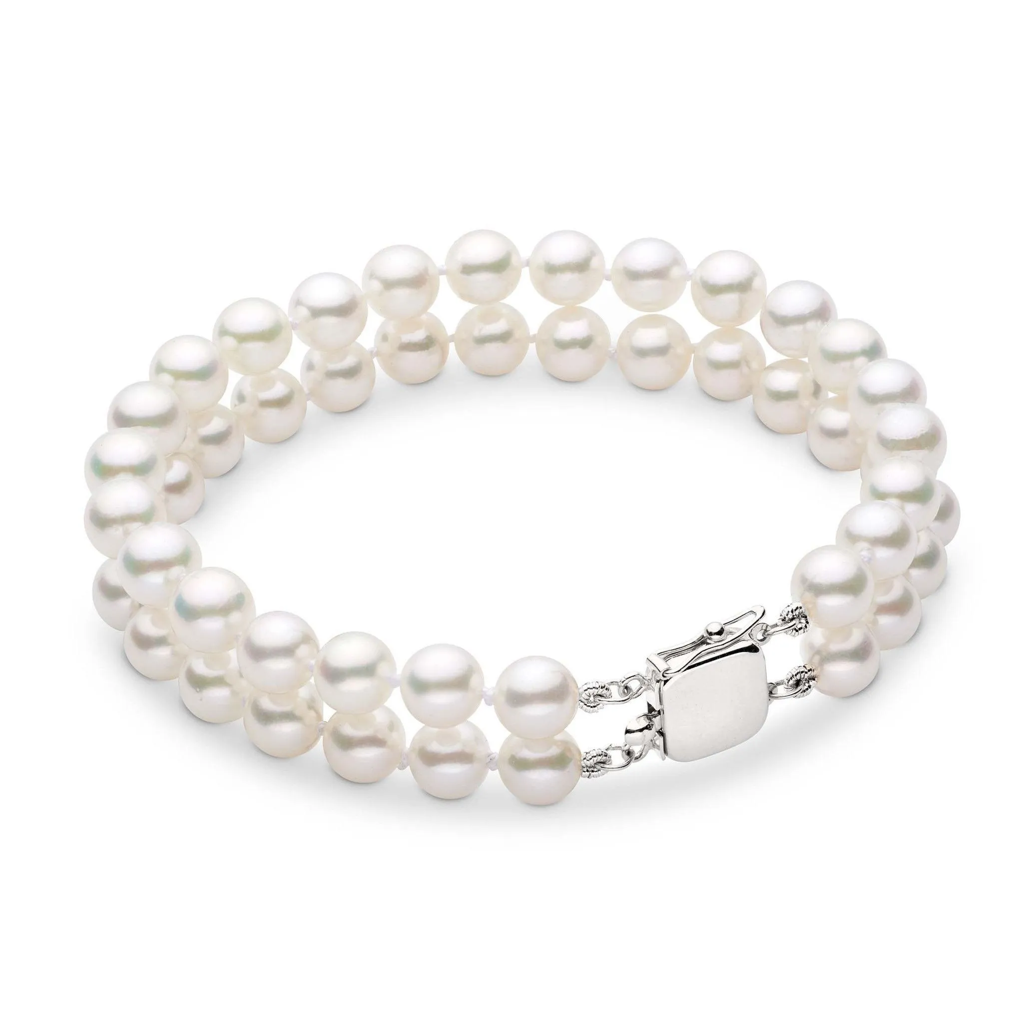 6.5-7.0 mm Double Strand AA+ White Akoya Pearl Bracelet