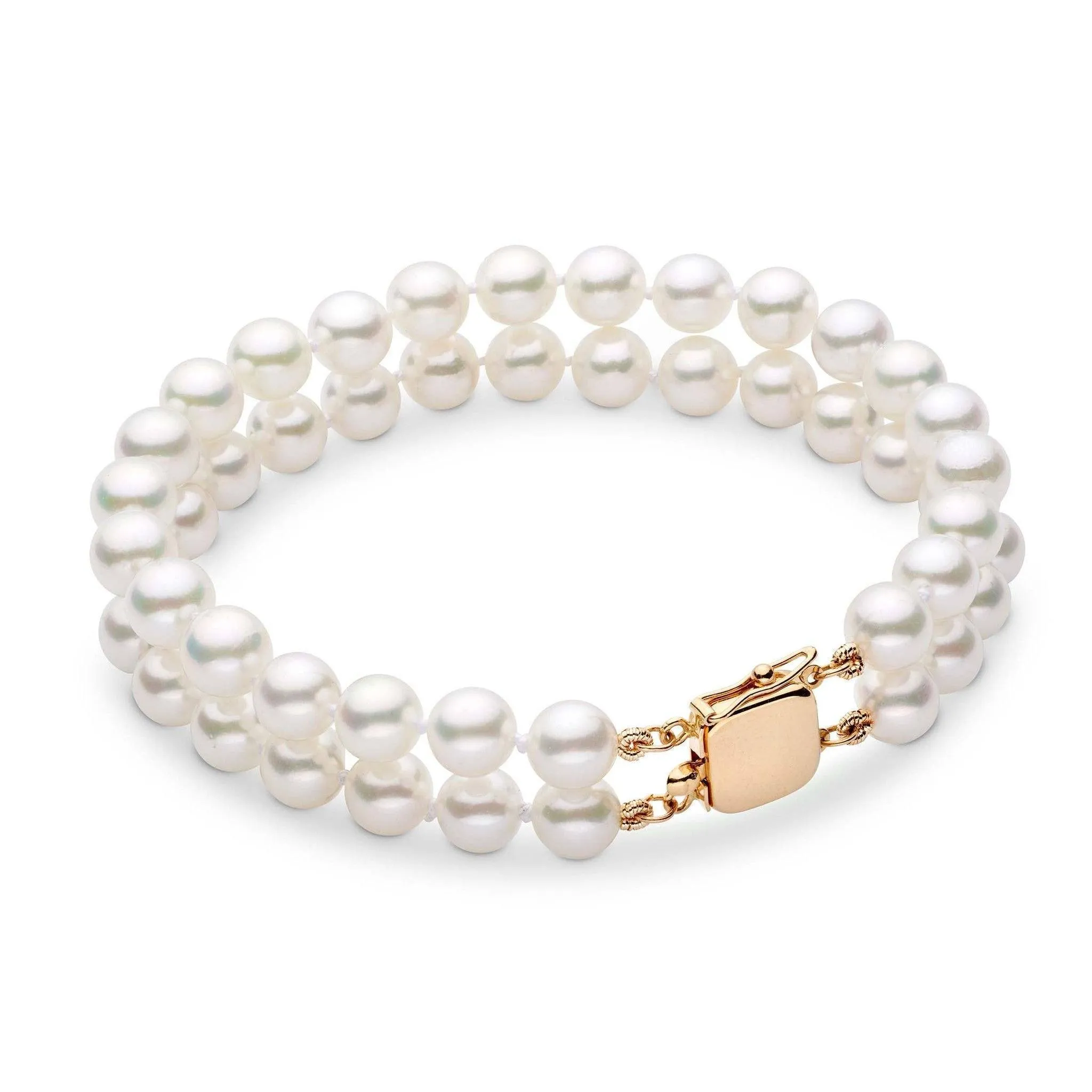 6.5-7.0 mm Double Strand AA+ White Akoya Pearl Bracelet