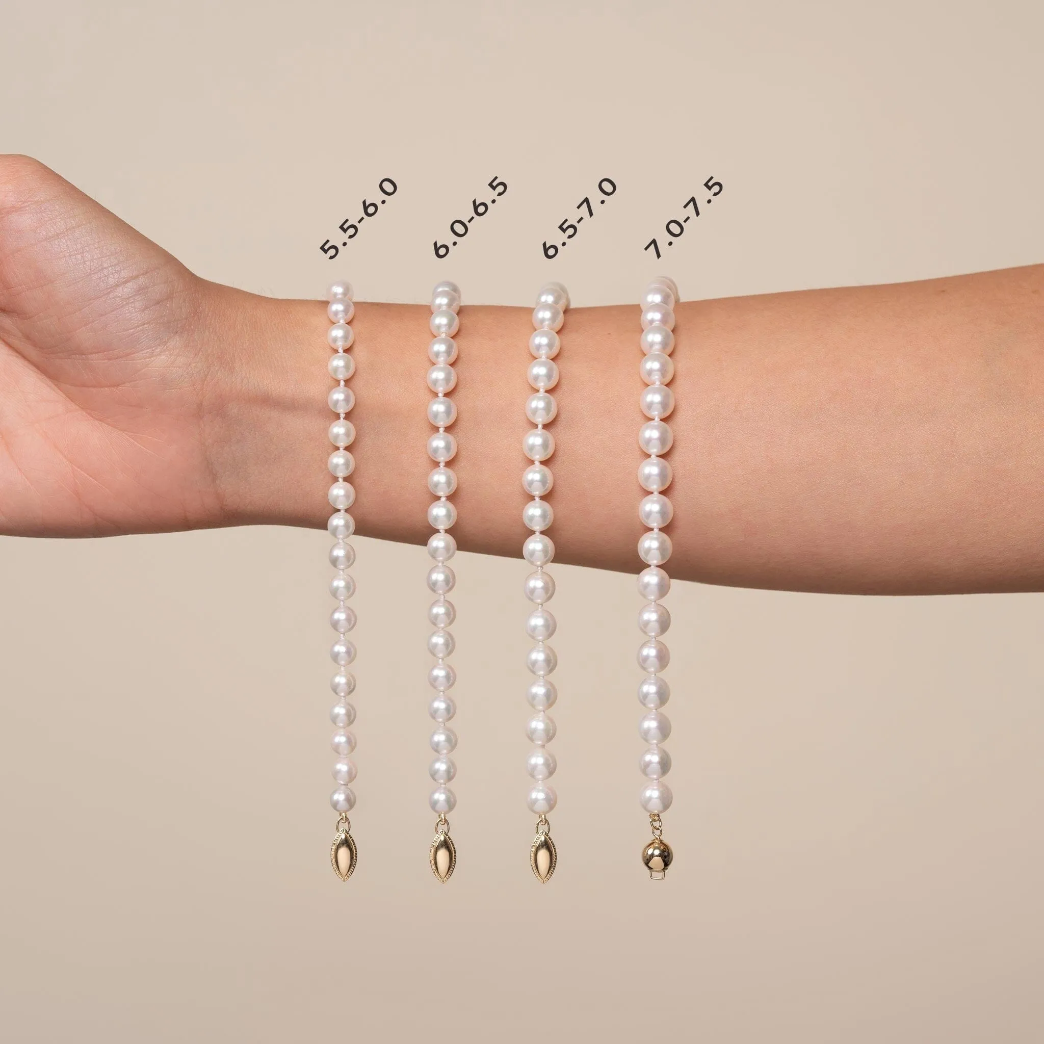 6.5-7.0 mm Double Strand AA+ White Akoya Pearl Bracelet