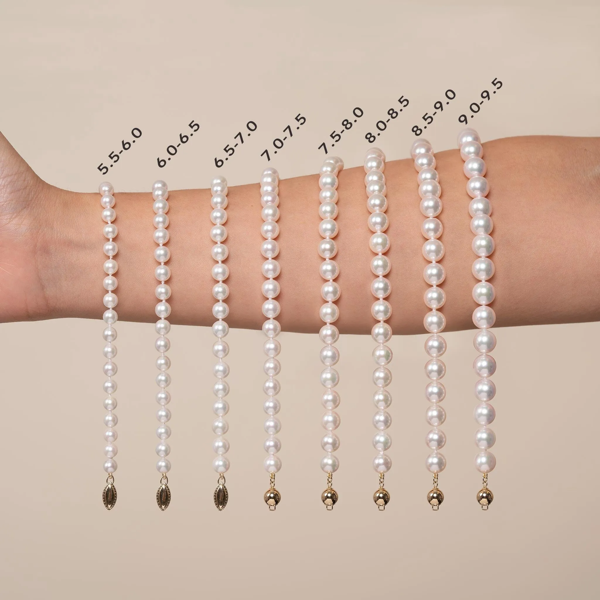 6.5-7.0 mm Double Strand AA+ White Akoya Pearl Bracelet