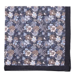 Amanda Christensen Linen Floral Black Pocket Square | Menswear Online