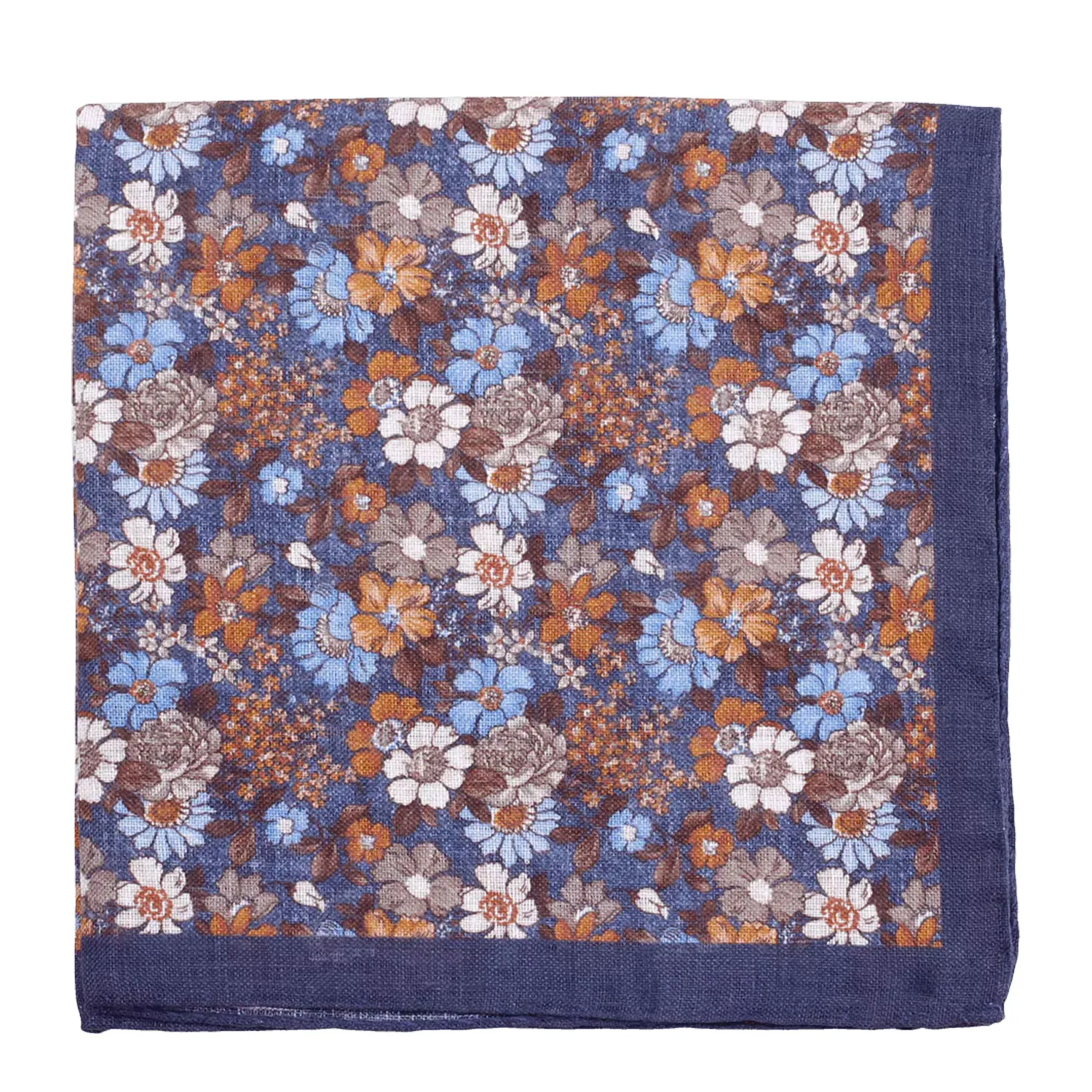 Amanda Christensen Linen Floral Navy Pocket Square | Menswear Online