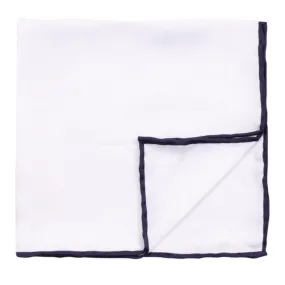 Amanda Christensen White Pocket Square With Black Piping | Menswear Online