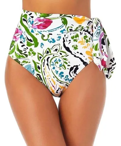 Anne Cole Soft Band Side Tie Swimsuit Bottom In Petal Paisley