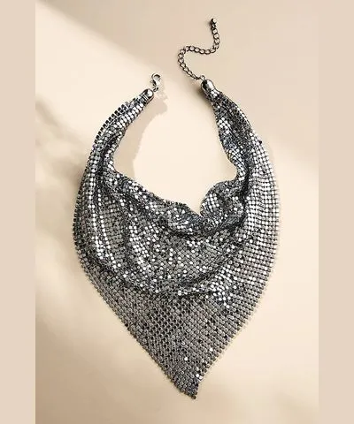 Anthropologie Shimmering Mesh Scarf Necklace