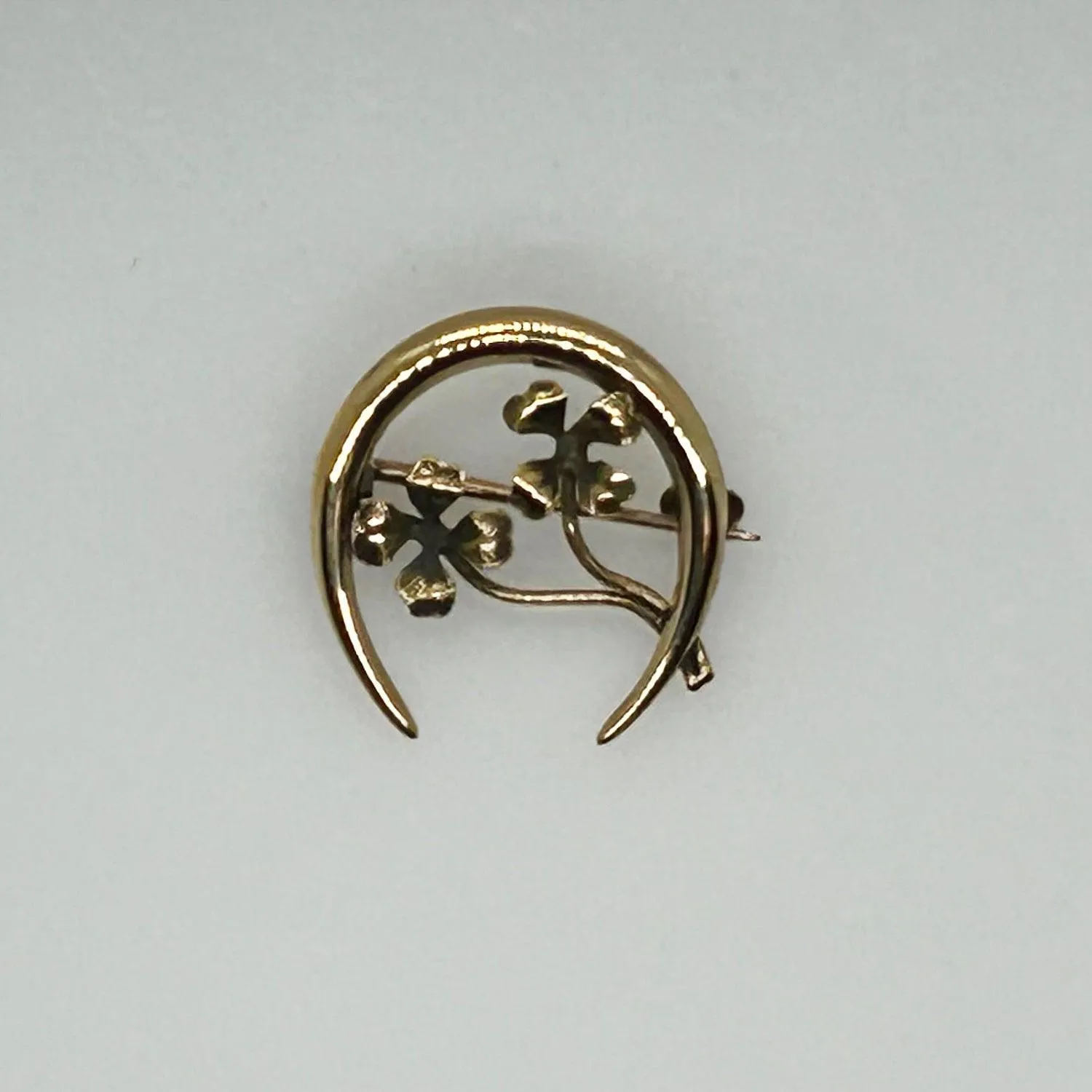 Antique Art Nouveau 10K Good Luck Horseshoe Brooch