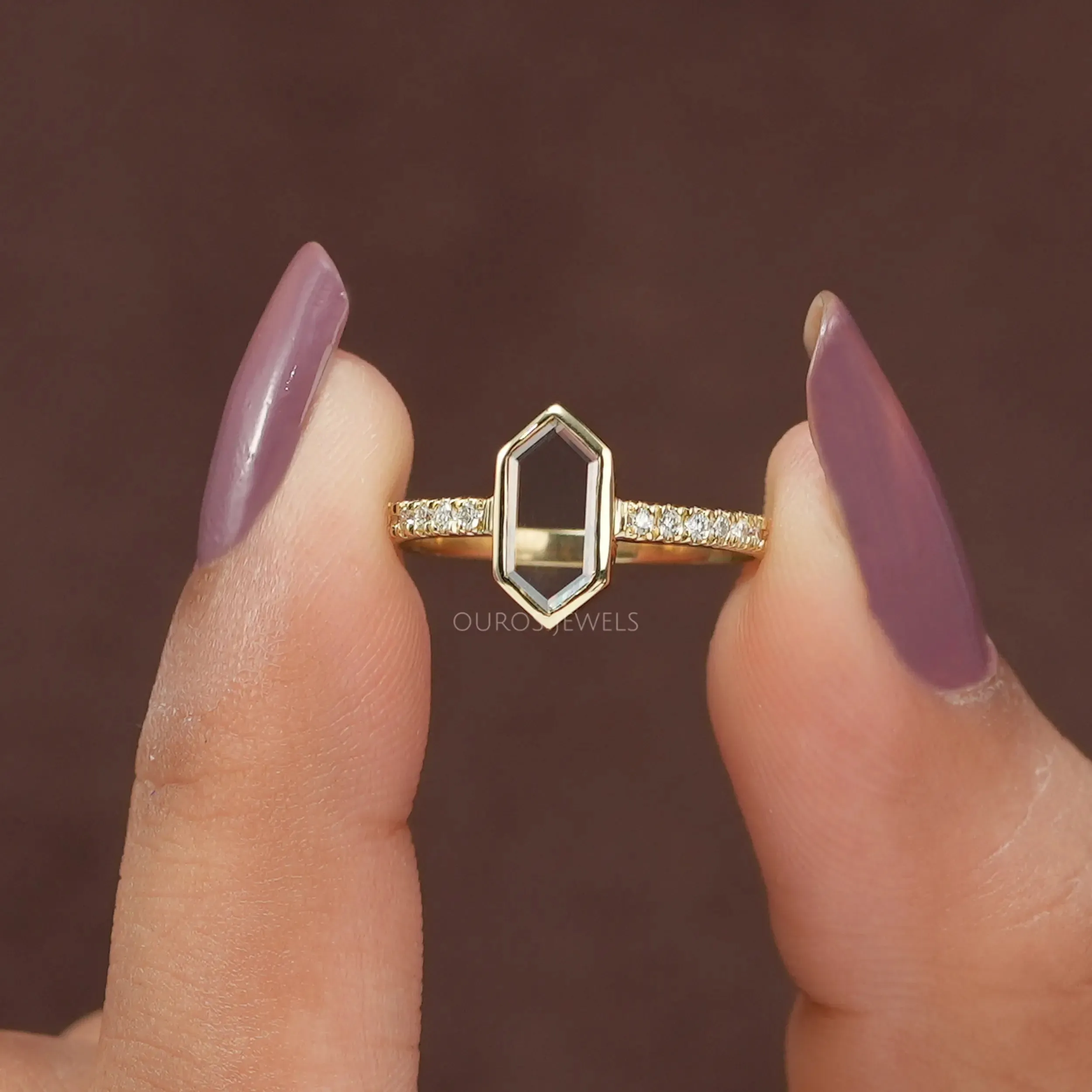 Antique Shape Portrait Diamond Solitaire Accent Ring