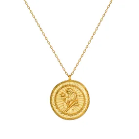 Aquarius Gold Zodiac Coin Necklace