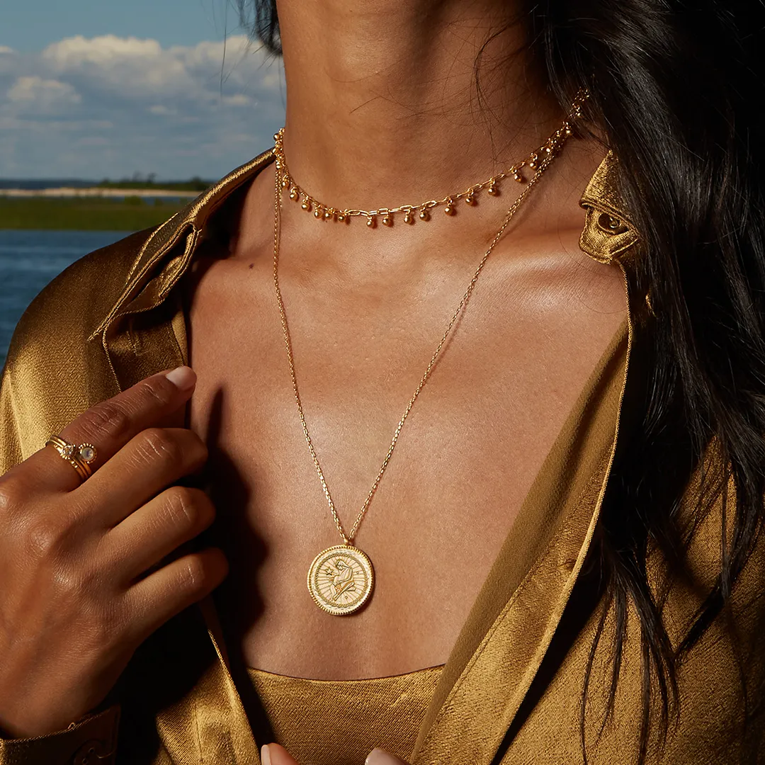 Aquarius Gold Zodiac Coin Necklace