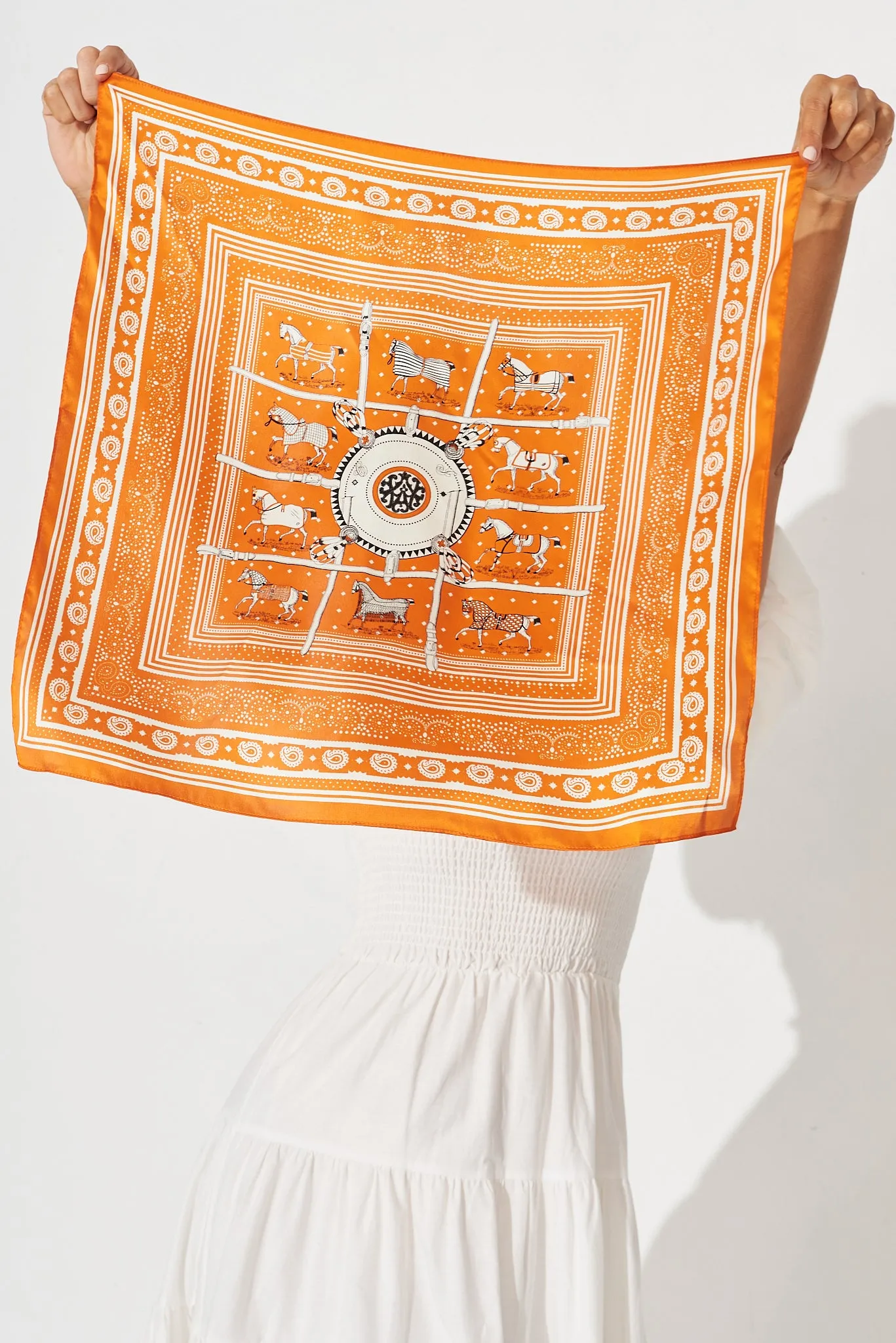 August + Delilah Megan Scarf In Orange Silk