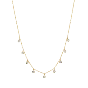 Bezel Chandelier Necklace - White Diamond / 14k Yellow Gold