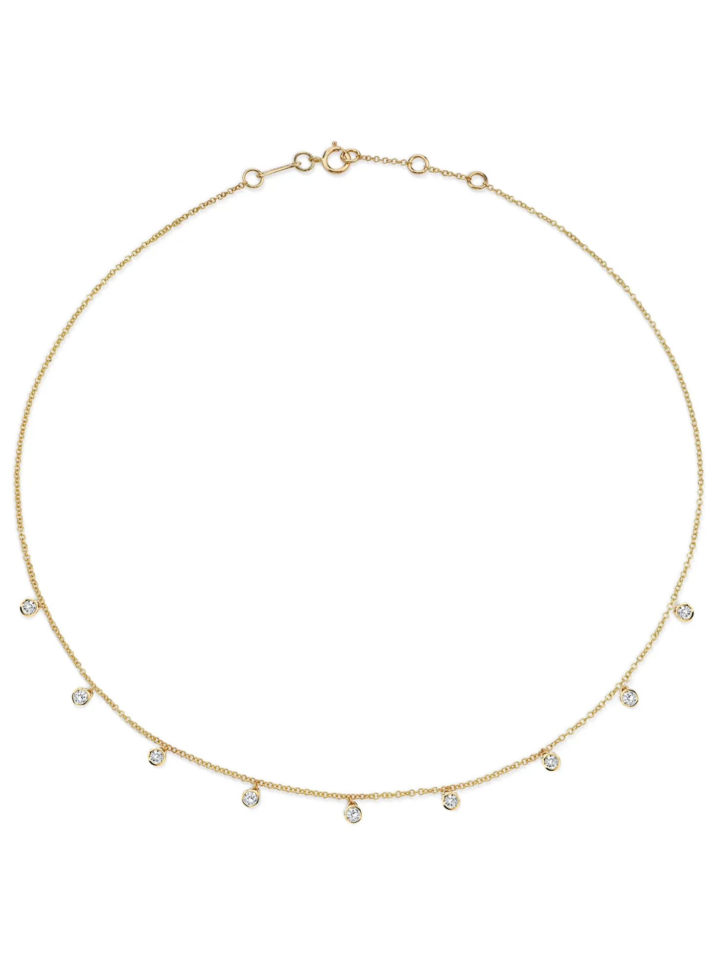 Bezel Chandelier Necklace - White Diamond / 14k Yellow Gold