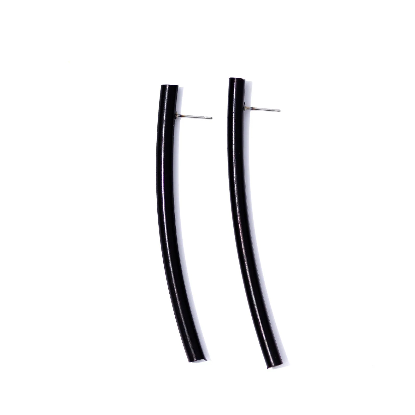 Black Twig Stick Stud Earrings