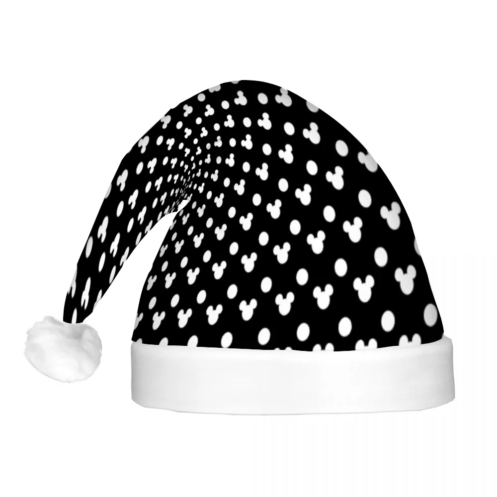 Black With White Mickey Polka Dots LED Light-Up Christmas Hat