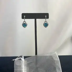 Blue CrystalDiamond Heart Earrings