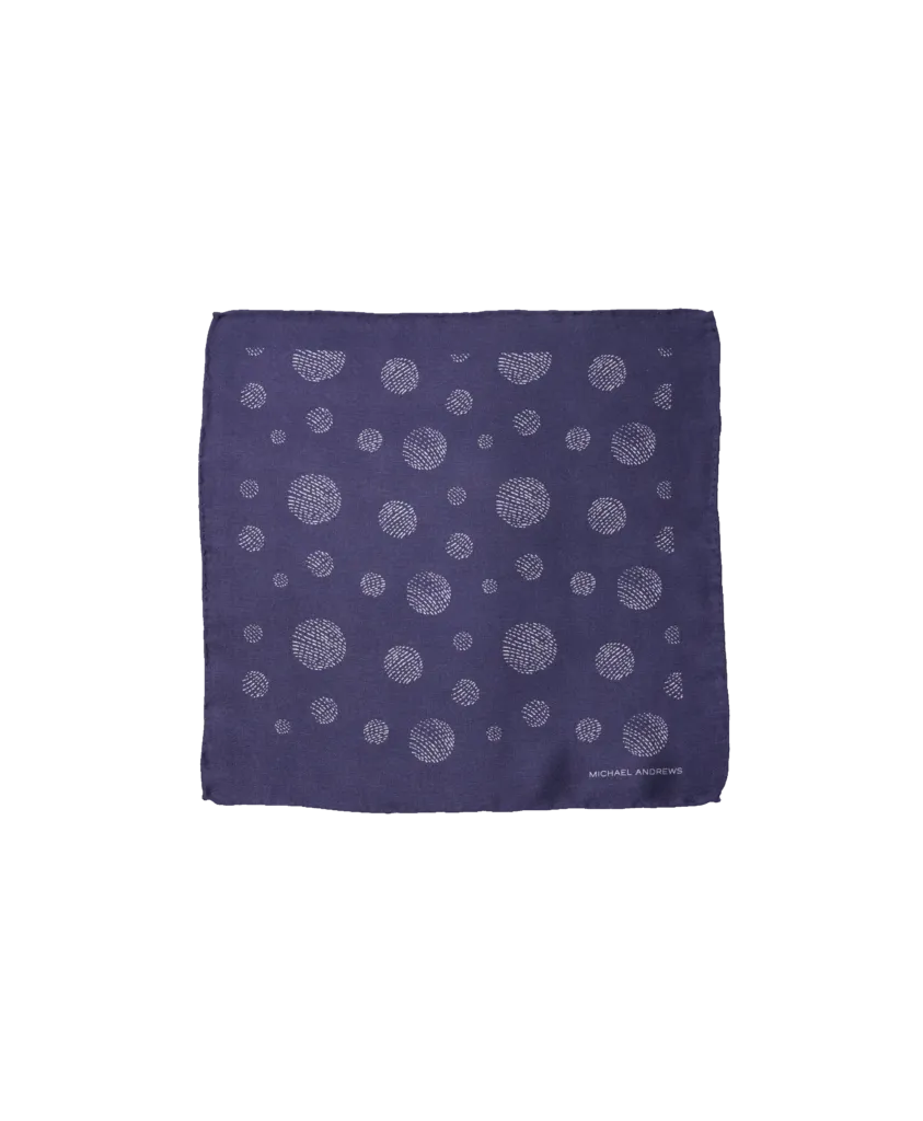 Blue Retro Geometric Circle Print Pocket Square | He Spoke Style