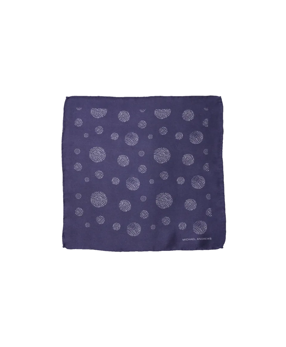 Blue Retro Geometric Circle Print Pocket Square | He Spoke Style