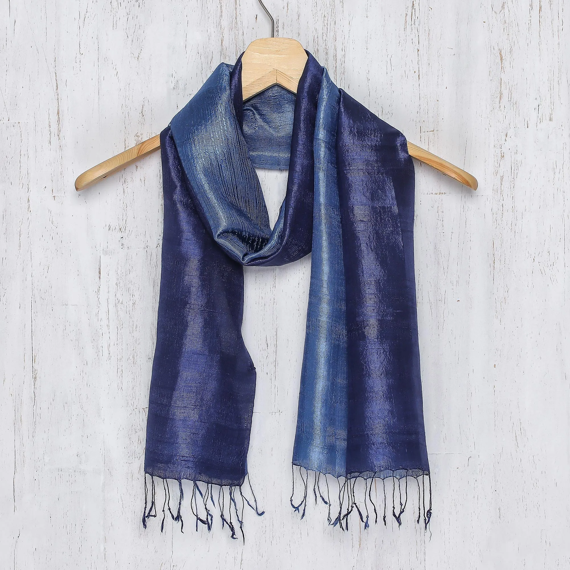 Bluebell Duality Silk Batik Scarf