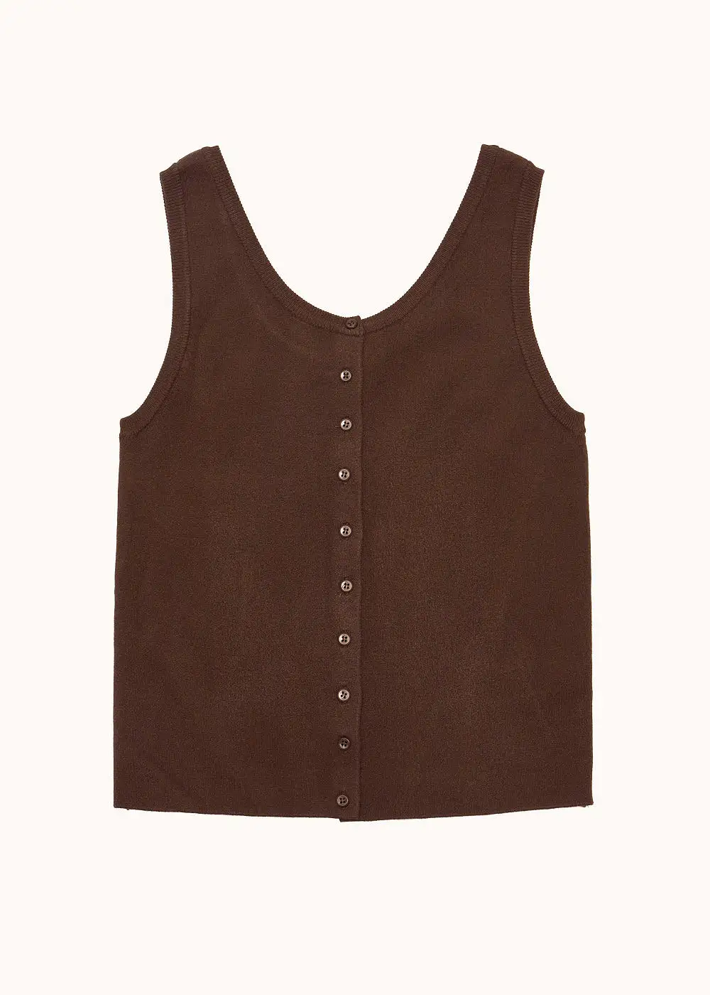 Brown Button U-Neck Vest