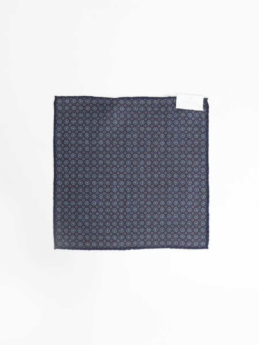 Brunello Cucinelli Navy Wool Flannel Pocket Square